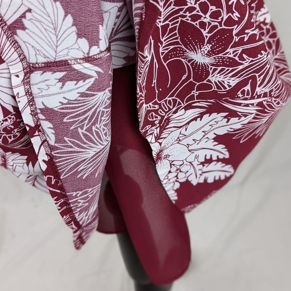 Lord & Taylor 424 Fifth Women's Red White Tropical Plants Size 2 Midi Skirt - Picture 7 of 10
